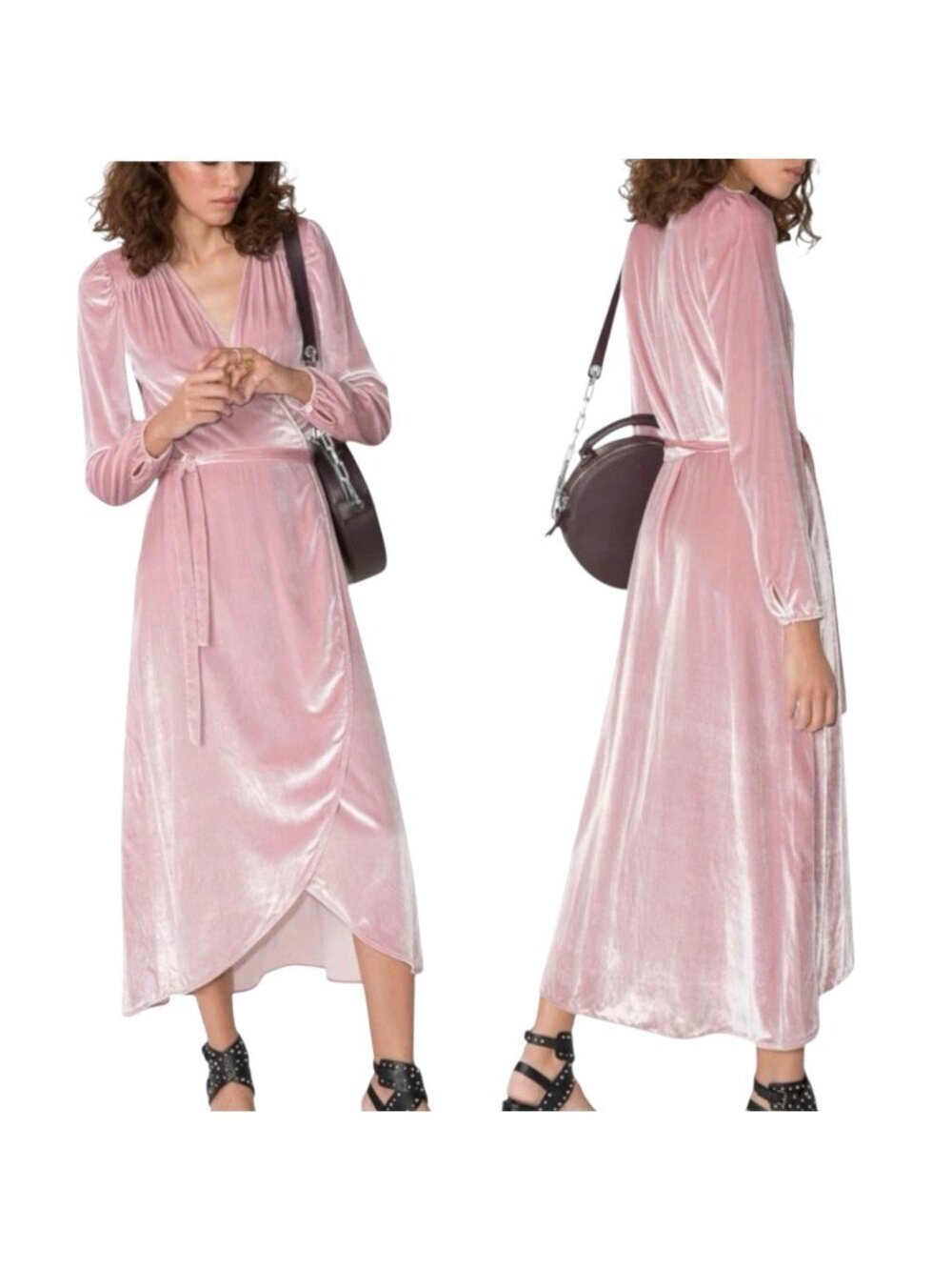 Los Angeles Atelier Other Stories Velvet Midi Wrap Dress Sz 6 Boho Romantic